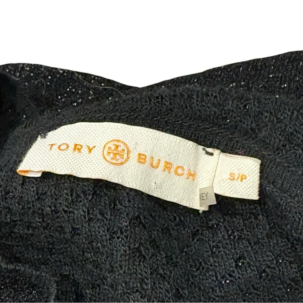 TORY BURCH Isabelle Long Sleeve Metallic Fit & Flare Dress Black Size Small